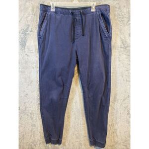 Plugg Pants Men Blue Gray XL Joggers Drawstring Elastic Waist Streetwear 38x26